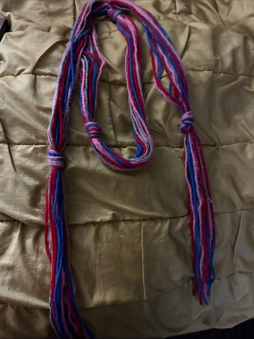 Multicolor Pink & Blue Knit Yarn Scarf